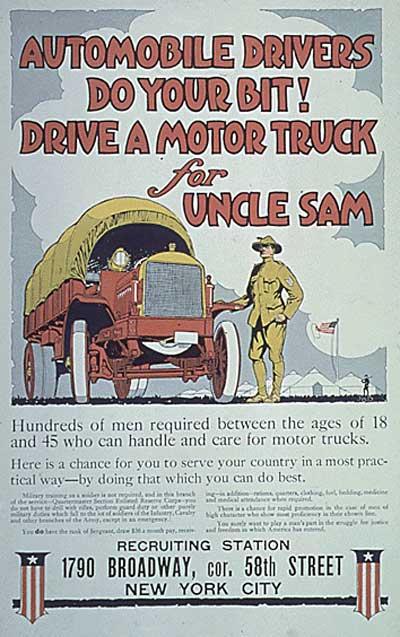 World War I propaganda poster - Drive a Motor Truck for Uncle Sam