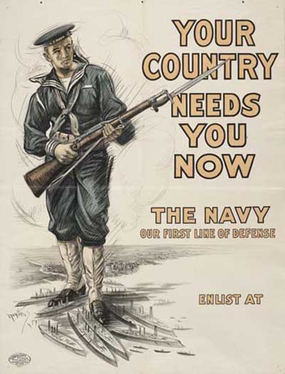 WWI propaganda poster - Your Country Needs You Now