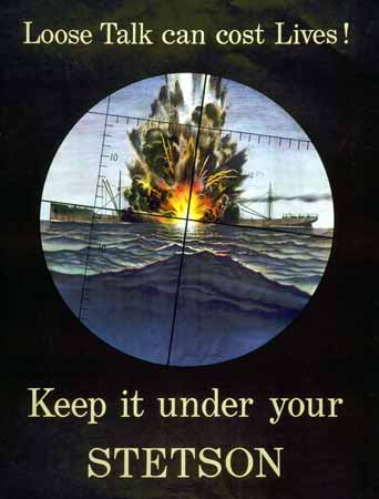 WWII propaganda poster - Keep it Under Your Stetson