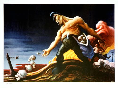 WWII propaganda posters - The Sowers by Thomas Hart Benton, poster exposing fascism